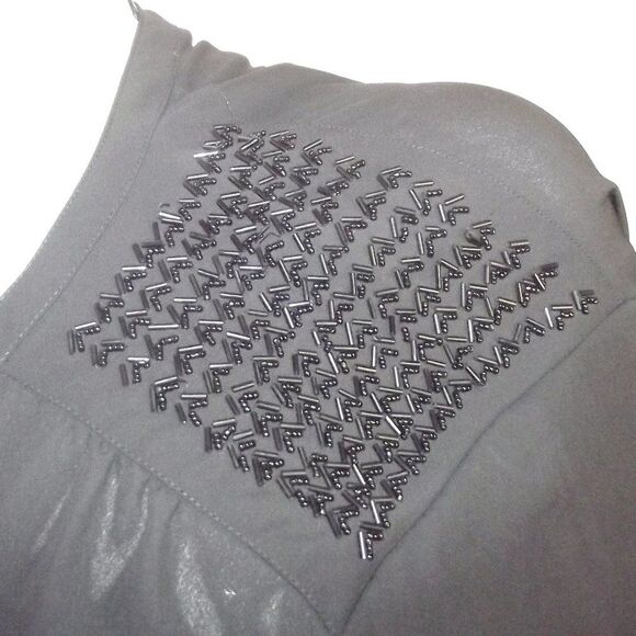 TORRID Top, 4/4X, Black, Beaded shoulders, Long Tab Sleeves, Pocket, Polyester - Picture 5 of 15